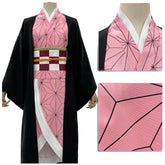 Official Nezuko Kamado Demon Slayer Corps Uniform Kimono Cosplay Costume - Halloweez